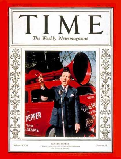 Time - Claude Pepper - May 2, 1938 - Congress - Senators - Florida - Politics
