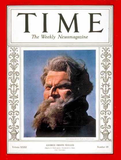 Time - Orson Welles - May 9, 1938 - Actors - Movies