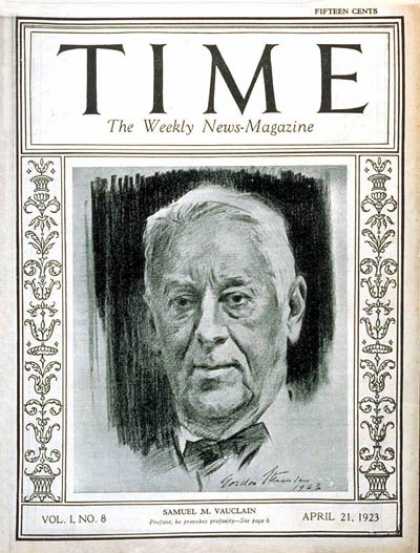 Time - Samuel M. Vauclain - Apr. 21, 1923 - Politics