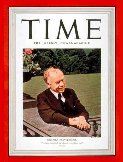 Time - Lord Beaverbrook - Nov. 28, 1938 - Business - Canada - Finance - Politics