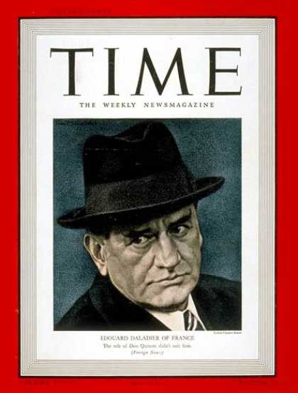 Time - Edouard Daladier - June 5, 1939 - France