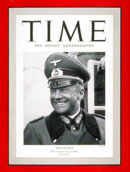 Time - General von Brauchitsch - Sep. 25, 1939 - Germany - Generals - Military