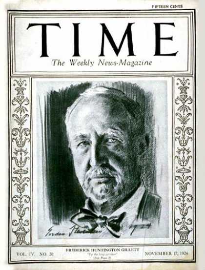 Time - Frederick Gillett - Nov. 17, 1924 - Politics
