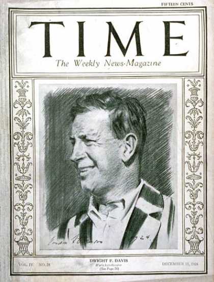 Time - Dwight F. Davis - Dec. 15, 1924 - Tennis - Sports