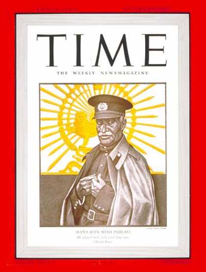 Time - Reza Shah Pahlavi - Sep. 8, 1941 - Mohammed Reza Pahlavi - Shah of Iran - Iran -