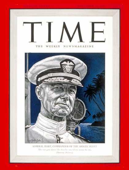 Time - Admiral Thomas Hart - Nov. 24, 1941 - Admirals - Navy - Military