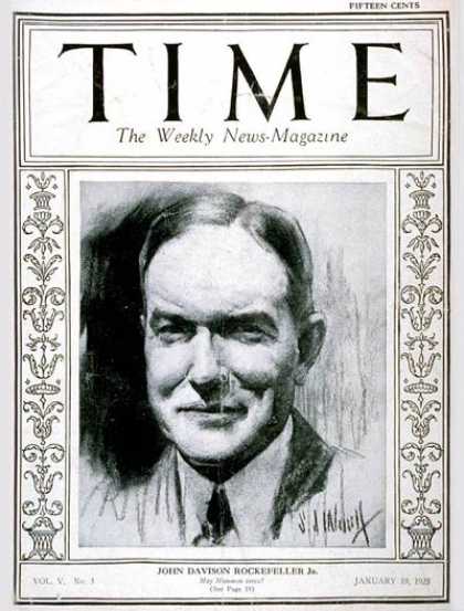 Time - John D. Rockefeller Jr. - Jan. 19, 1925 - John D. Rockefeller - Health & Medicin
