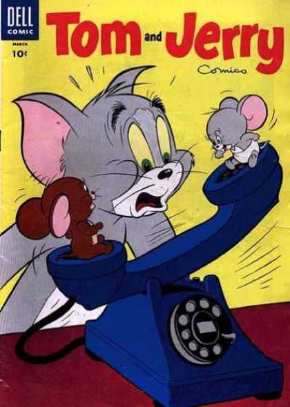 Tom & Jerry Comics 128 - Cat - Mouse - Telephone - Dell Comics - Seesaw