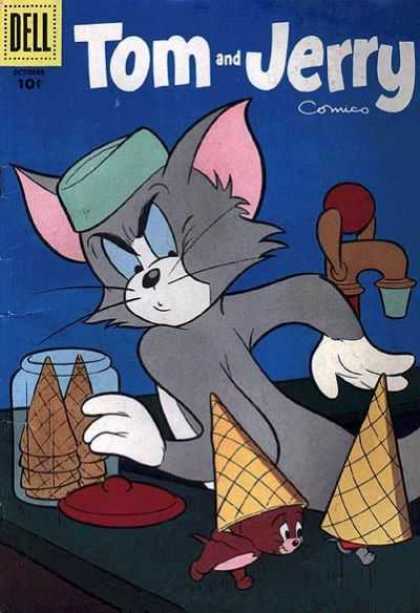 Tom & Jerry Comics 147 - Dell - 10 Cents - Cat - Ice Cream Cone - Jar