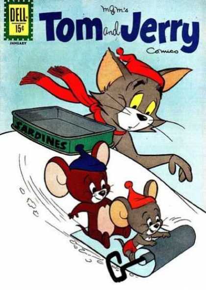 Tom & Jerry Comics 209 - Mgm - Red Hat - Red Scarf - Green Sardine Can - Snow