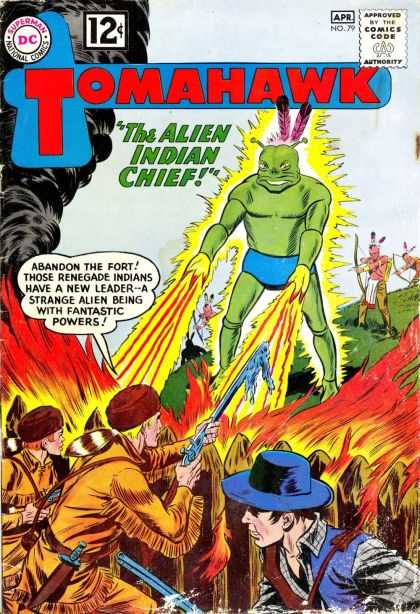 Alien Indian Chief - Indians - Raccoon Skin Hat - Fire - Bow And Arrow - Sheldon Moldoff Tomahawk 79 - Alien Indian Chief - Indians - Raccoon Skin Hat - Fire - Bow And Arrow - Sheldon Moldoff