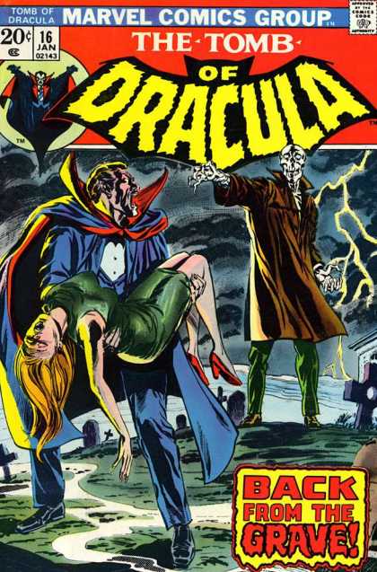 Tomb of Dracula 16 - Marvel - Skeleton - Lighting - Graveyard - Vampire