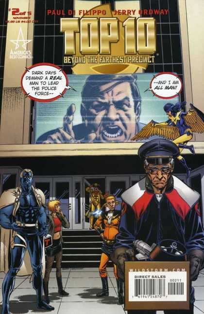 Top 10: Beyond the Farthest Precinct 2 - Dark Days Demand A Real Man To Lead The Police Force - And I Am All Man - Paul Di Filippo - Jerry Ordway - Stairs - Jerry Ordway