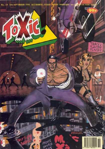 Toxic 24 - Tracys Place - Man With Gun On Front - Woman Behind Man - Chesty Woman - Open Jacket On Man