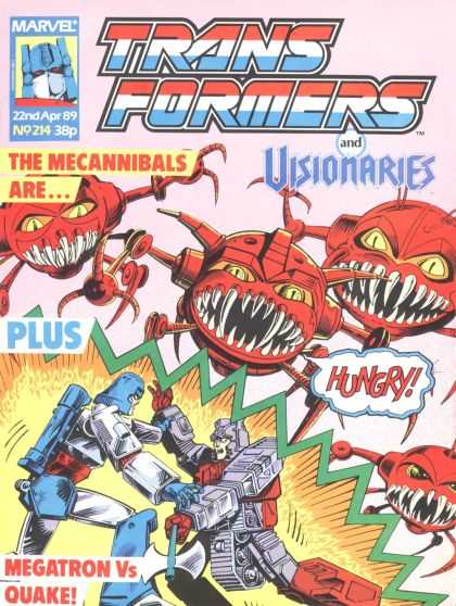 Transformers (UK) 214 - Mecannibals - Red Fanged Robots - Robot Fight - Hungry - Yellow Eyes