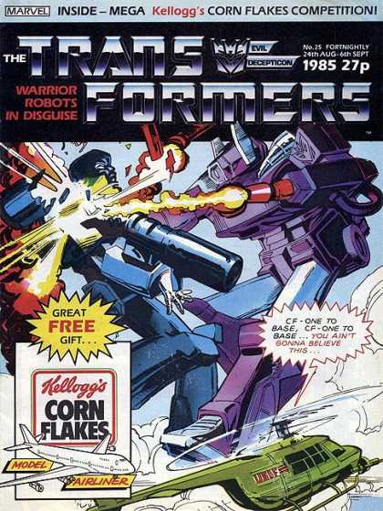 Transformers (UK) 25 - 1985 - Warrior Robots In Disguise - Blast - Destruction - Kelloggs Corn Flakes Model Airliner