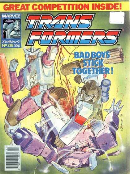 Transformers (UK) 328 - Great Competition Inside - Bad Boys Stick Together - Robots - Battle - Blood