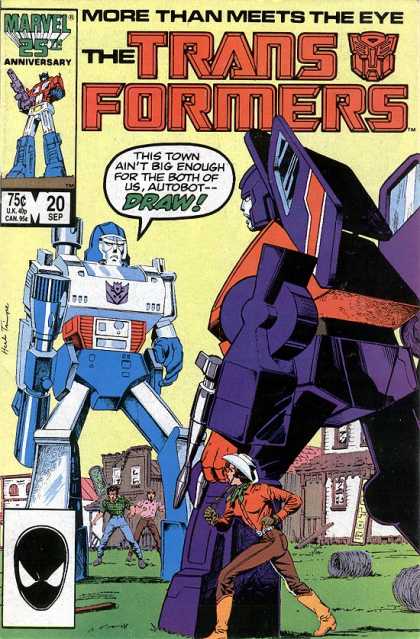 Transformers 20 - Robots - Cowboy Hat - Hay - Fighting - Guns