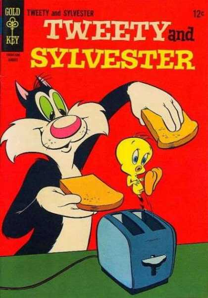 Tweety and Sylvester 3 - Gold Key - 12 Cents - Toaster - Bread - Putty Tat