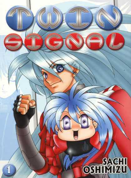 Twin Signal 1 - White Hair - Blue Eyes - Female - Gauntlet Glove - Red Outfit