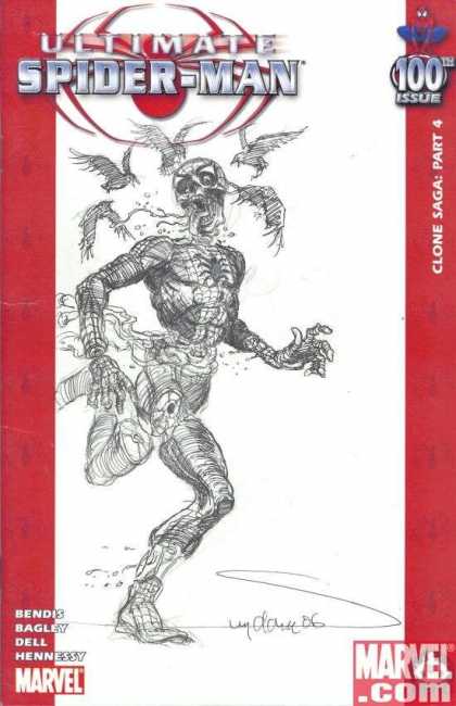 Ultimate Spider-Man 100 - Arthur Suydam - Spiderman - Crows - Dead Spiderman - Skeleton - Sketch