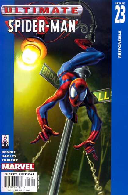 Ultimate Spider-Man 23 - Street Sign - Issue 23 - Responsible - Street Lamp - Broad - Mark Bagley