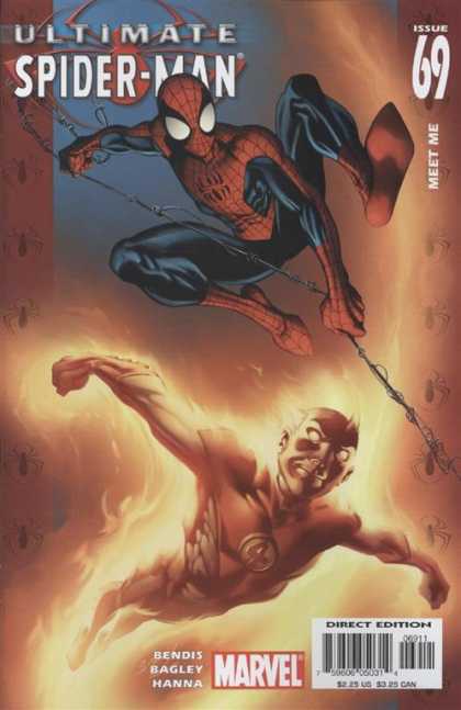 Ultimate Spider-Man 69 - Fantastic Four - Peter Parker - Web - Flame - Super Hero - Mark Bagley, Richard Isanove