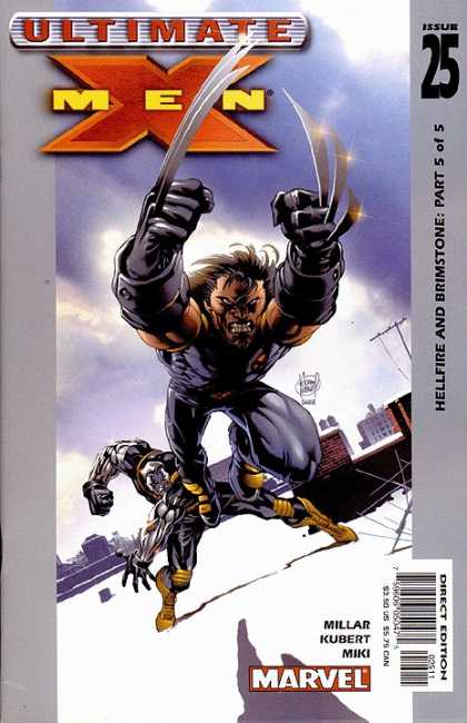 Ultimate X-Men 25 - Millar Kubert - Knives Shooting From Knuckles - Attacking - Outdoors - Electric Pole - Adam Kubert, Richard Isanove