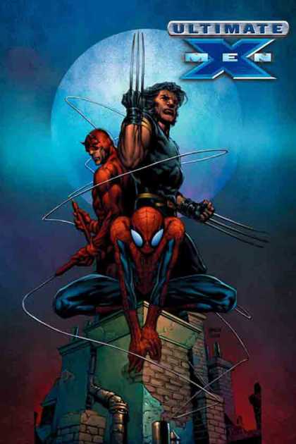 Ultimate X-Men 36 - Wolverine - Spiderman - Moon - Rooftop - Ultimate - David Finch, Richard Isanove