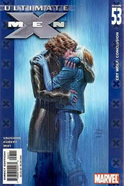 Ultimate X-Men 53 - Direct Edition - Man Kissing Woman - Issue 53 - Cry Wolf Conclusion - Vaughan - Andy Kubert, Laura Martin