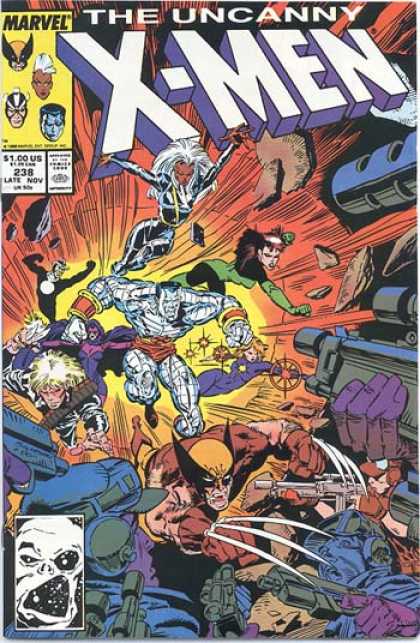 Uncanny X-Men 238 - Wolverine - Wolverine Claws - Pistols - Flying Rocks - Blast - Marc Silvestri