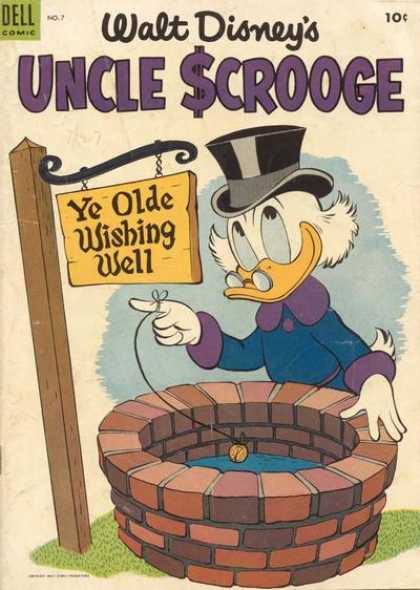 Uncle Scrooge 7 - Coin On String - Old English - Early Disney - Colors Faded - Sign Post - Carl Barks