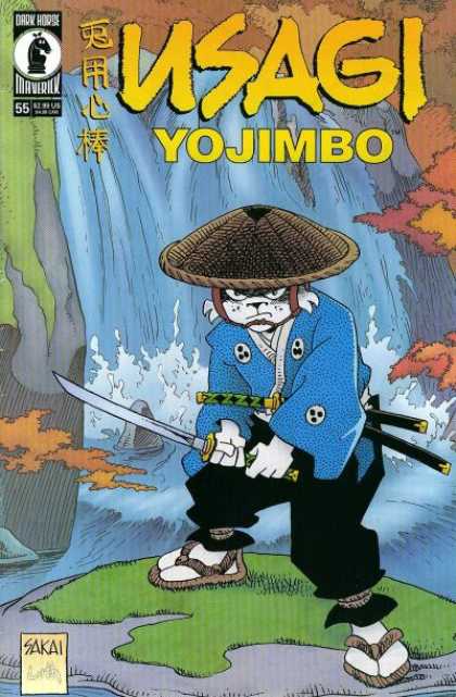 Usagi Yojimbo 55 - Waterfall - Sakai - Katana - Blue Shirt - Grass - Stan Sakai, Tom Luth