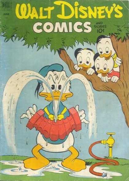 Walt Disney's Comics and Stories 141 - Ducks - Accordion - Hose - Water - Tree