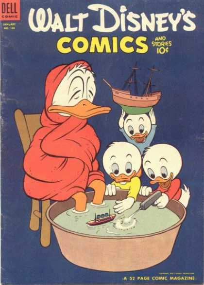 Walt Disney's Comics and Stories 160 - Dell Comic - Donald Duck - Ship - Water Gun - Illness