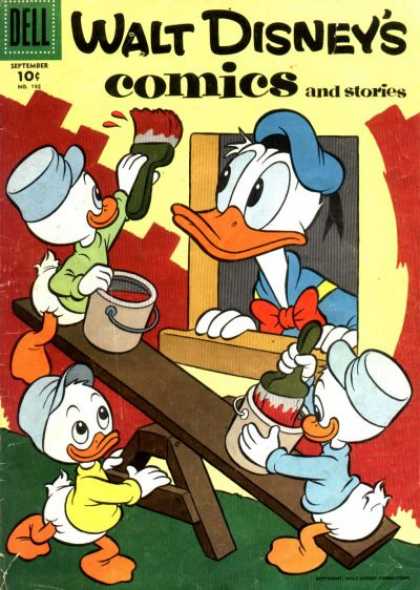 Walt Disney's Comics and Stories 192 - Donald Duck - Ducklings - Paint - Window - Hats