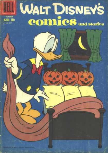 Walt Disney's Comics and Stories 217 - Donald Duck - Jack-o-lanterns - Pumpkins - Red Bowtie - Bed