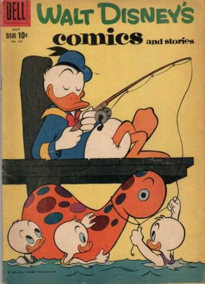 Walt Disney's Comics and Stories 226 - Donald Duck - Fishing Pole - Dock - Pond - Float