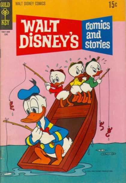 Walt Disney's Comics and Stories 357 - Walt Disney - 3 Ducks - Daffy Duck - Daffy Fishing - Boat