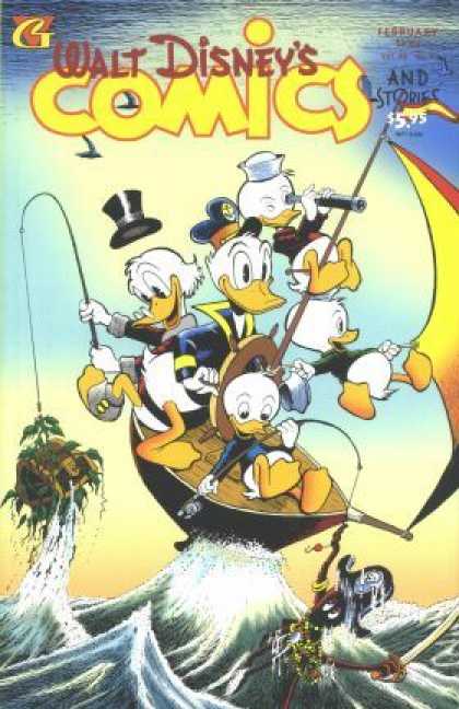 Walt Disney's Comics and Stories 601 - Donald Duck - Ocean - Treasure Chest - Fishing Pole - Sail Boat