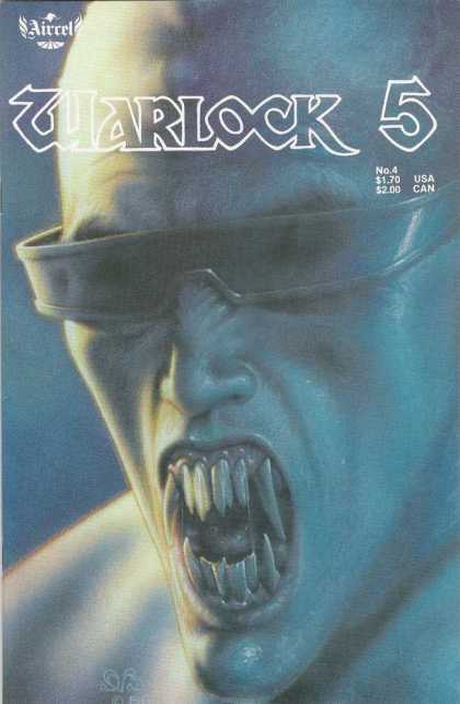 Warlock 5 4 - Bald - Head - Shades - Mouth Open - Fangs