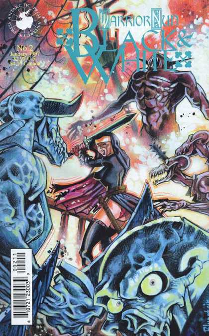 Warrior Nun: Black & White 2 - Antartic Press - Monster - Sword - Demon - Evil