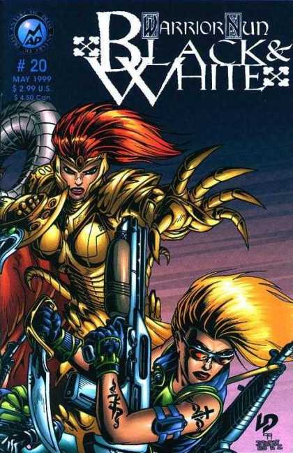 Warrior Nun: Black & White 20 - Gun - Gem - Knife - Tattoo - Cross