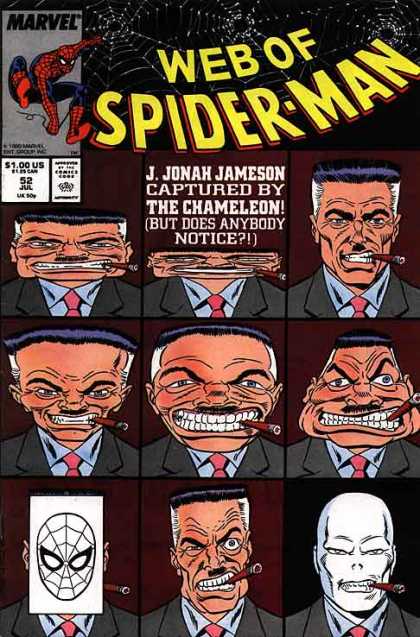Web of Spider-Man 52 - J Jonah Jameson - The Chameleon - Faces - Disguises - Masks