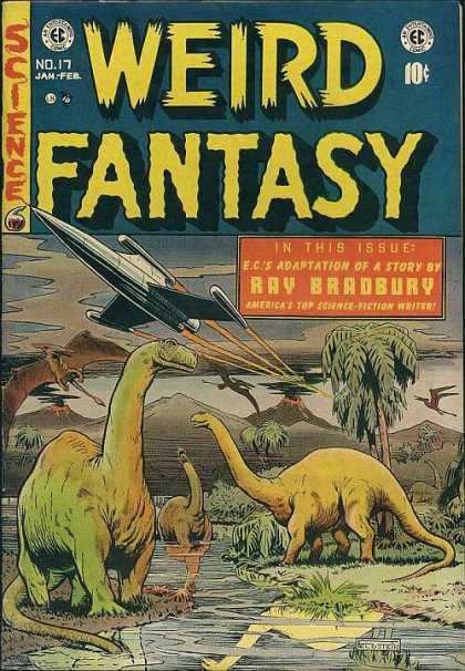 Weird Fantasy 17 - Airways - Dinosaur - Herbivorous - Three Animals - Water Shore - Al Feldstein