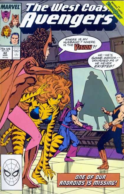 West Coast Avengers 42 - Vision - Wanda - Blue Bikini - Tiger Stripes - Androids - John Byrne