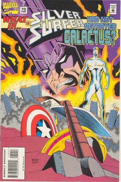 What If? 70 - Marvel Comics - Silver Surfer - What If Silver Surfer Had No Betrayed Galactus - Captian American Sheild - 70 Feb