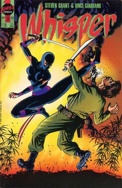 Whisper 34 - Ninja - Swords - Soldier - Palm Trees - First Comics - Vince Giarrano