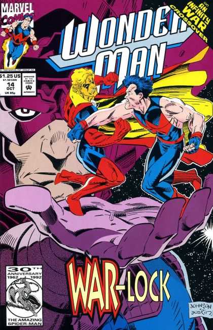 Wonder Man 14 - Warlock - Purple Mask - Fighting - Watching - Bare Arms - Terry Austin