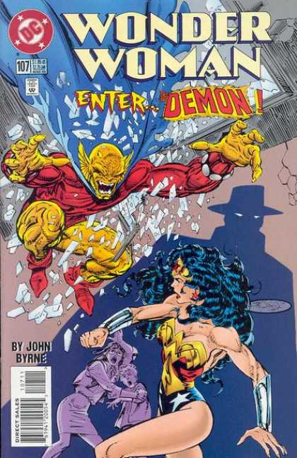 Wonder Woman (1987) 107 - Diana Prince - Blue Hair - Demon - Shadow - Terrified Onlookers - John Byrne